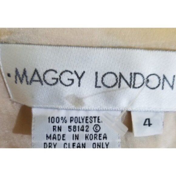 3/$25 Maggy London 4 Tan Floral Dress Sleeveless - Picture 6 of 6